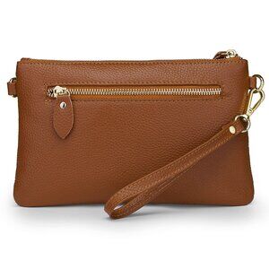 Genuine Leather Crossbody Bags for Women Wristlet- 2- Crossbody Brown